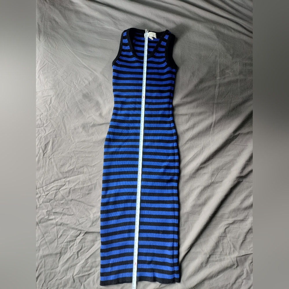 MICHAEL Michael Kors Striped Midi Dress in Blue and Black